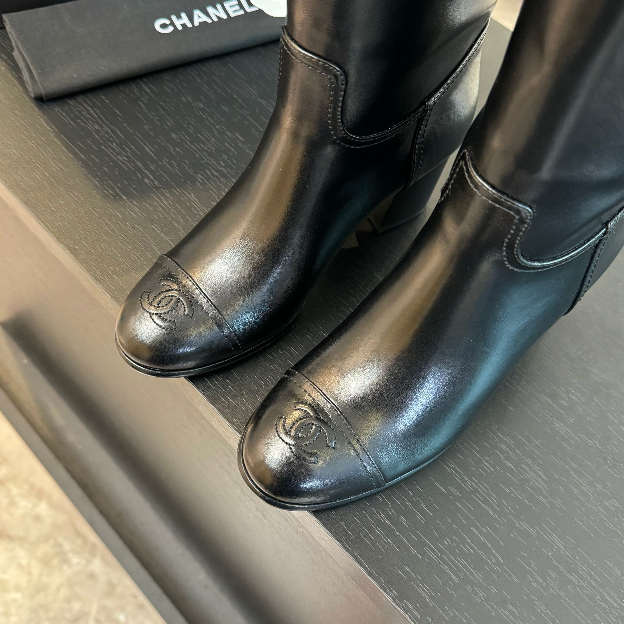 CC High Boots 75mm Black Print Cowhide