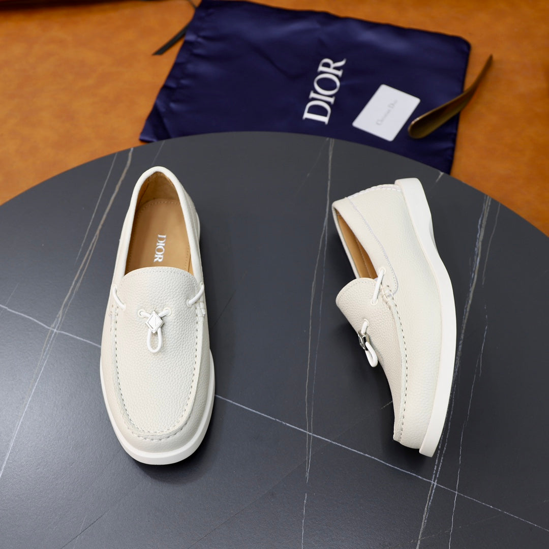 CD ODEON DRIVER LOAFER WHITE GRAINED CALFSKIN