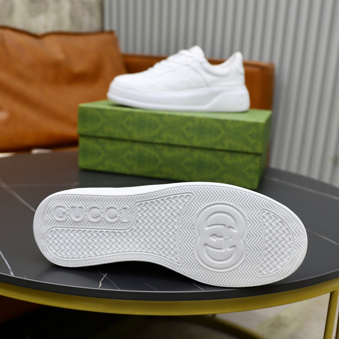 GG Men's Sneaker White Cowhide Embossed 523165