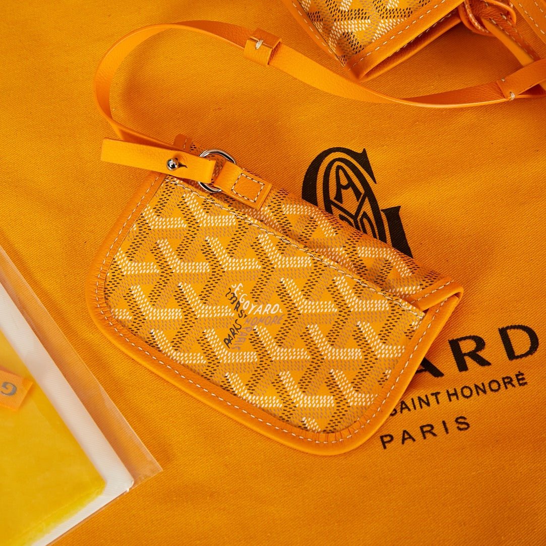 ANJOU MINI BAG 20 IN YELLOW GOYARDINE CANVAS AND CALFSKIN