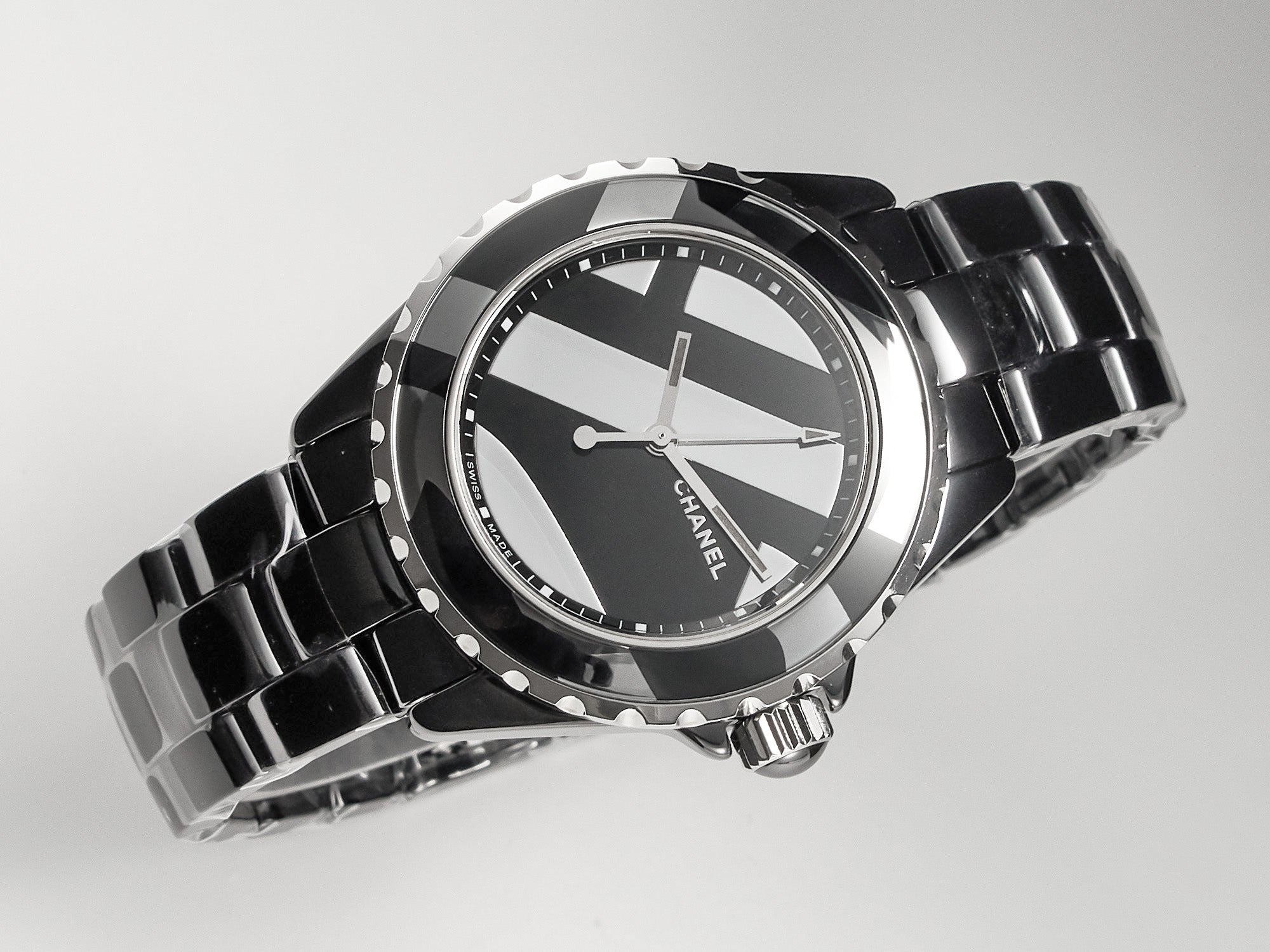 J12 38mm Automatic Limited Untitled H5582 Black Ceramic Black Steel Dial