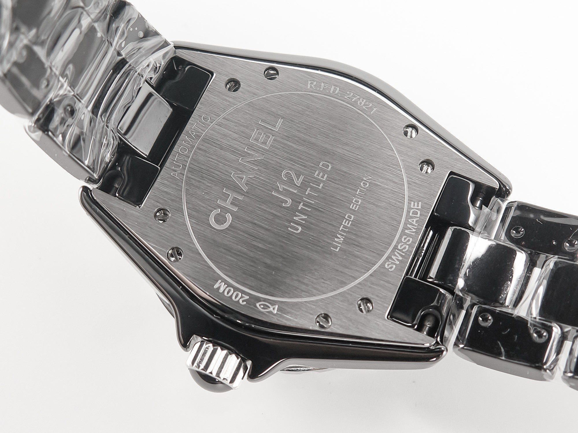 J12 38mm Automatic Limited Untitled H5582 Black Ceramic Black Steel Dial