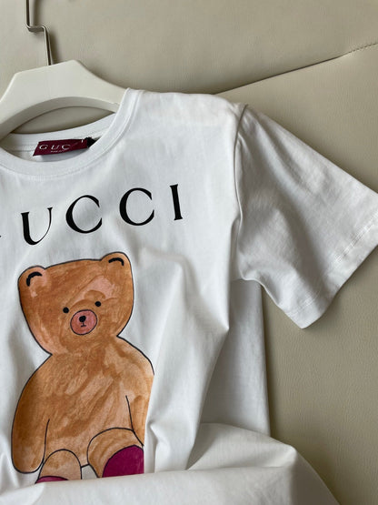Gucci 25 Bear T-shirt White Brown Cotton
