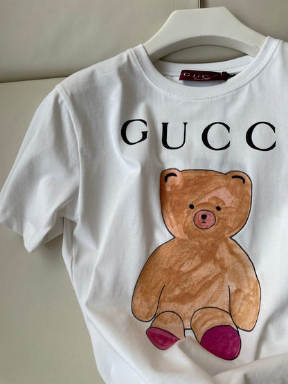 Gucci 25 Bear T-shirt White Brown Cotton