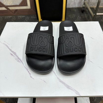 GG Men's Slide Black Sheepskin Rubber 540099