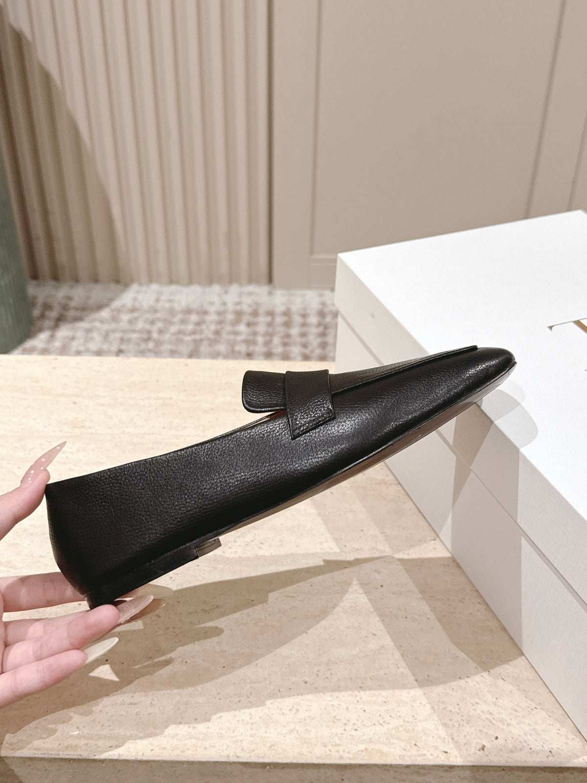 The Row 2025 Square Toe Loafer Black Sheepskin 556138