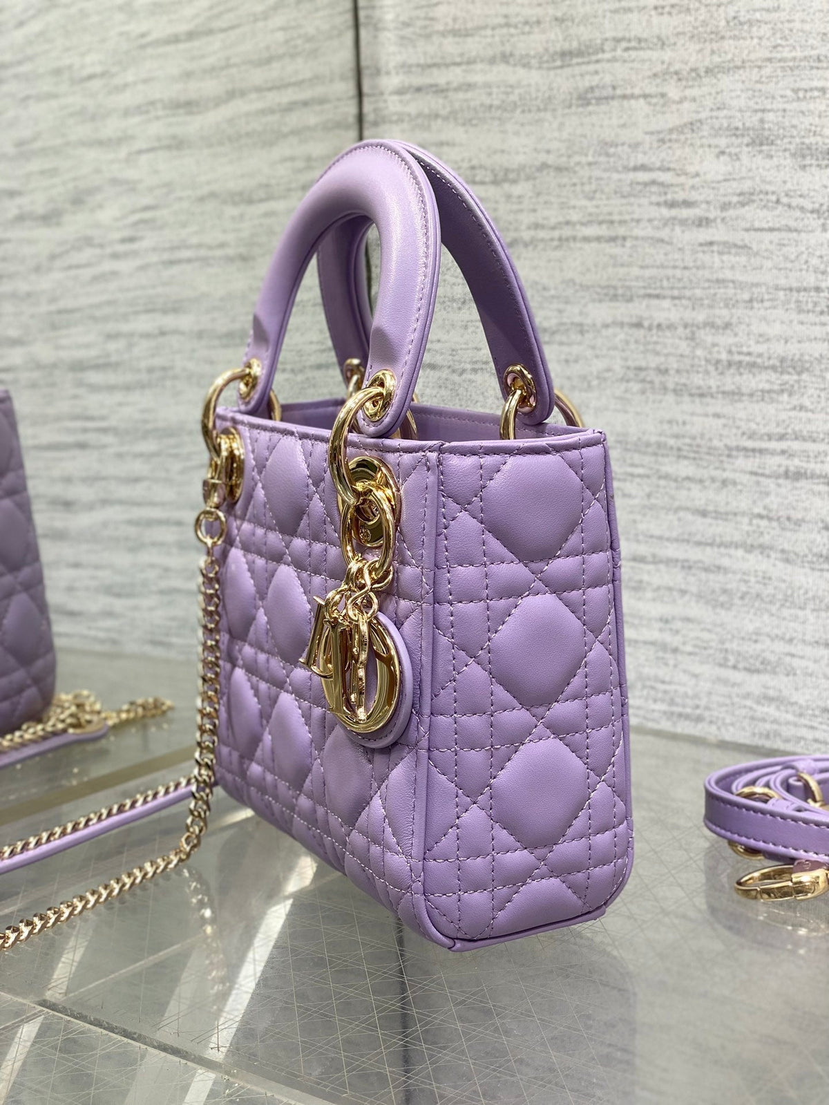 Dior 2026 Mini Lady Dior Bag Purple Lambskin 247396