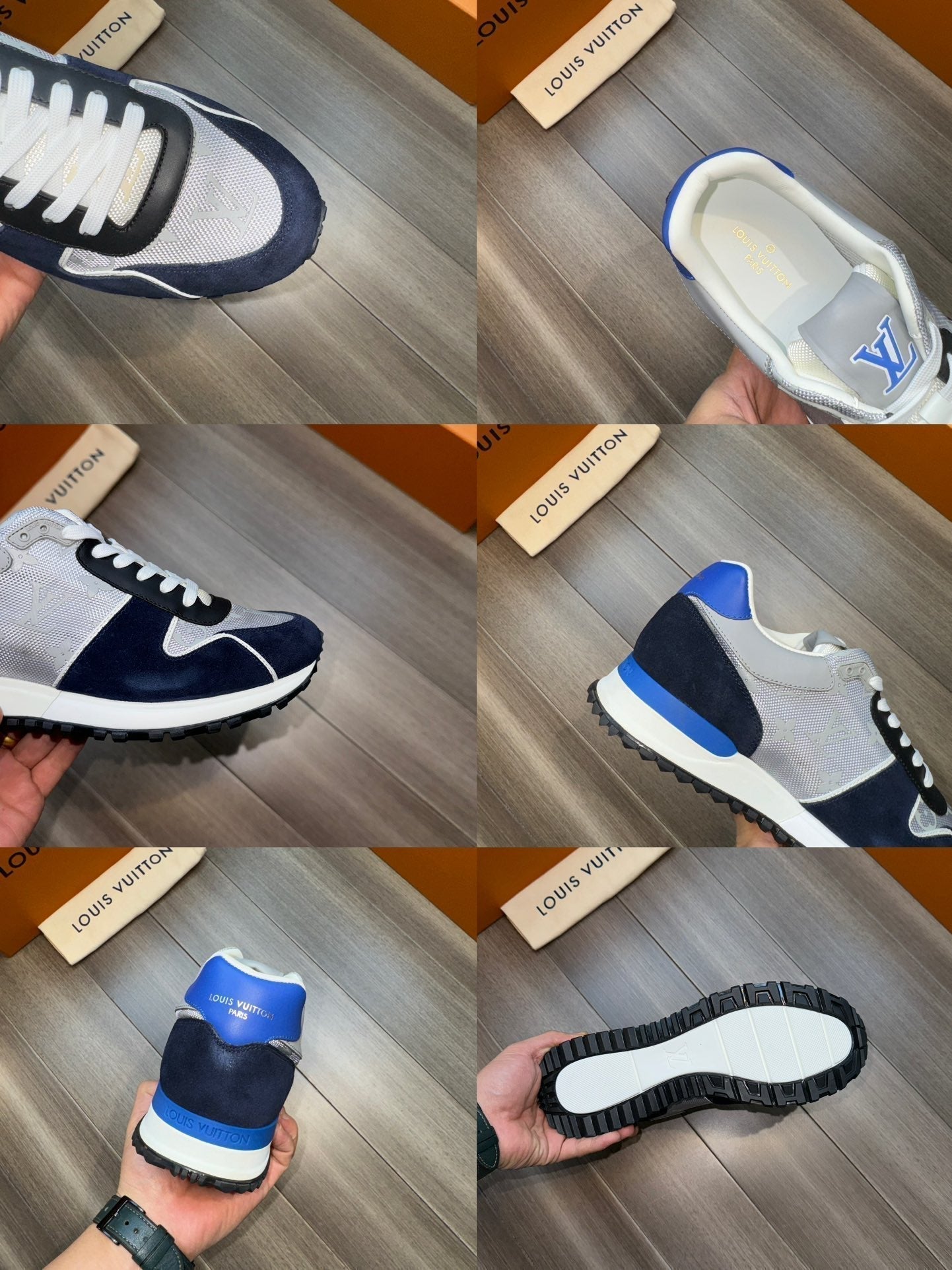 LV RUN AWAY SNEAKERS NAVY BLUE MIX GREY