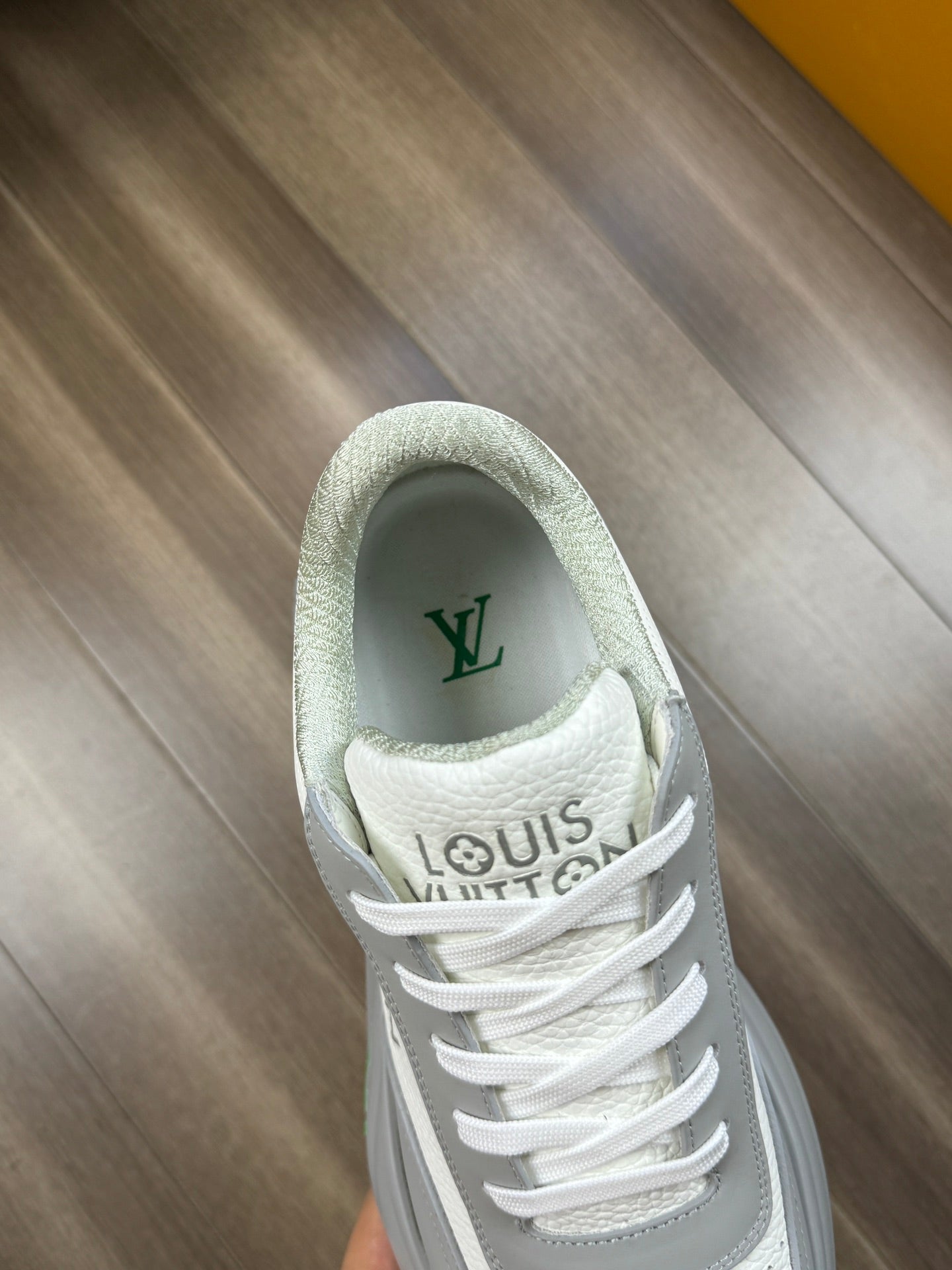 LV SPORT SNEAKER IN WHITE MIX GREY CALFSKIN WITH LOGO