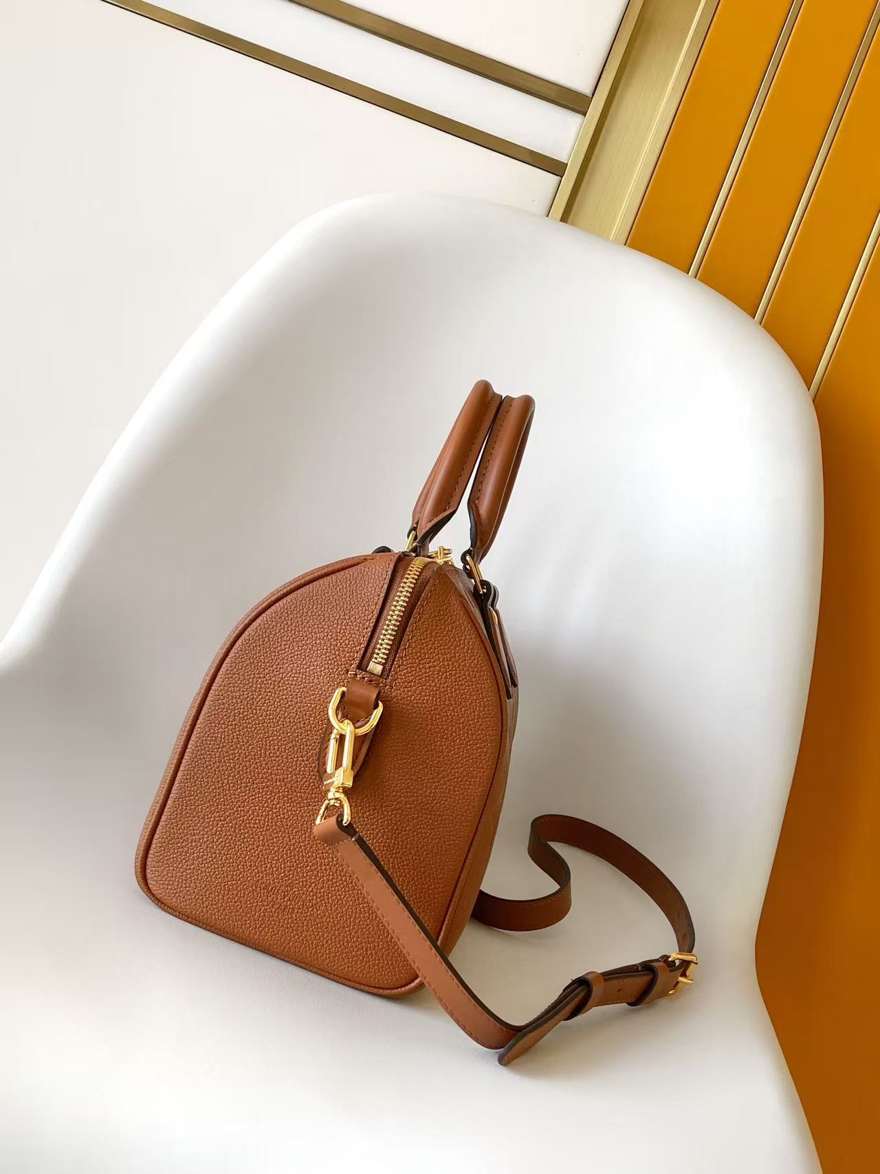 LV 2026 Speedy Soft Bag 25cm Brown Monogram Empreinte Leather 281435
