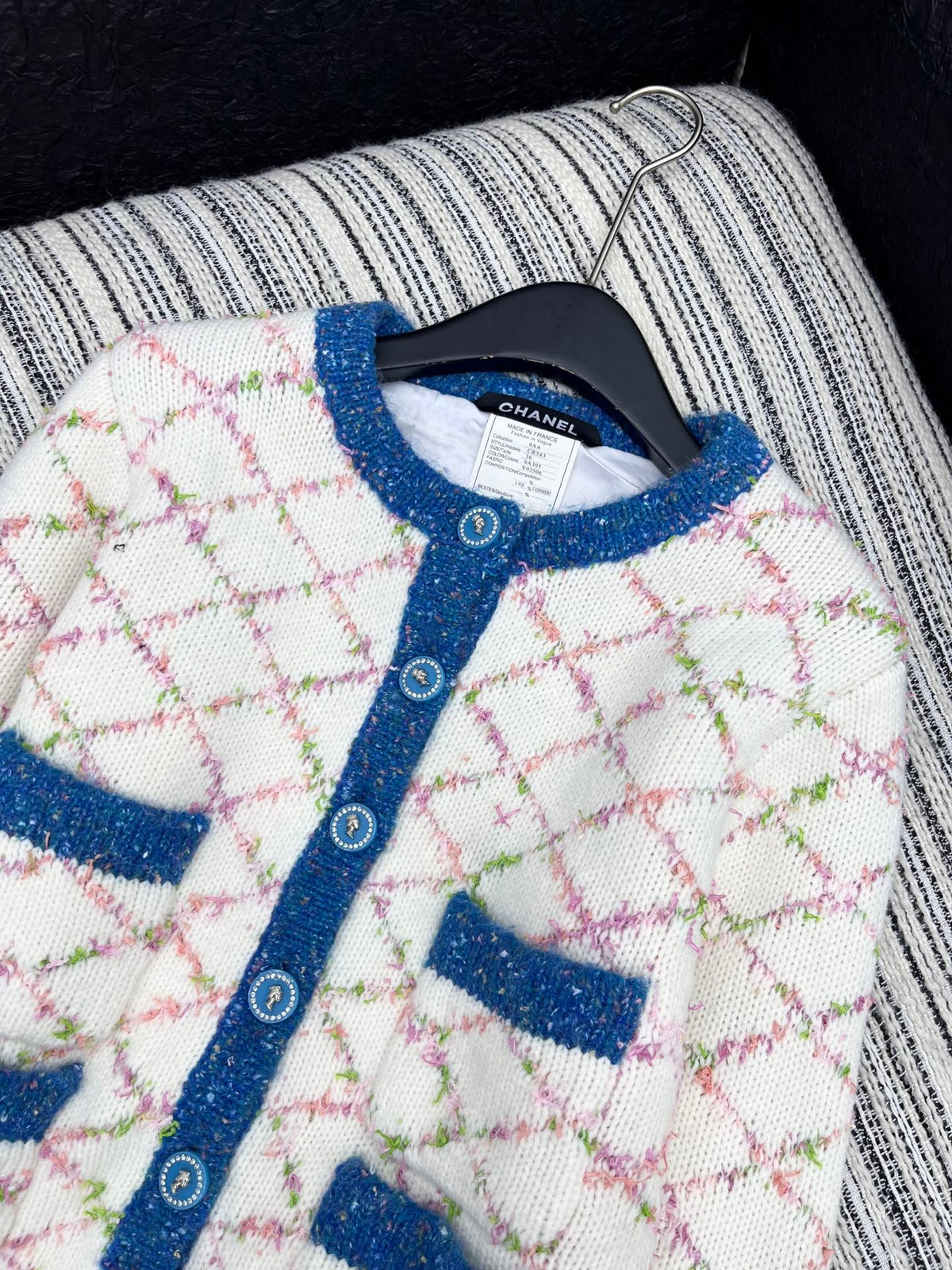 CC 2025 Cardigan Off-white Blue Wool 325889