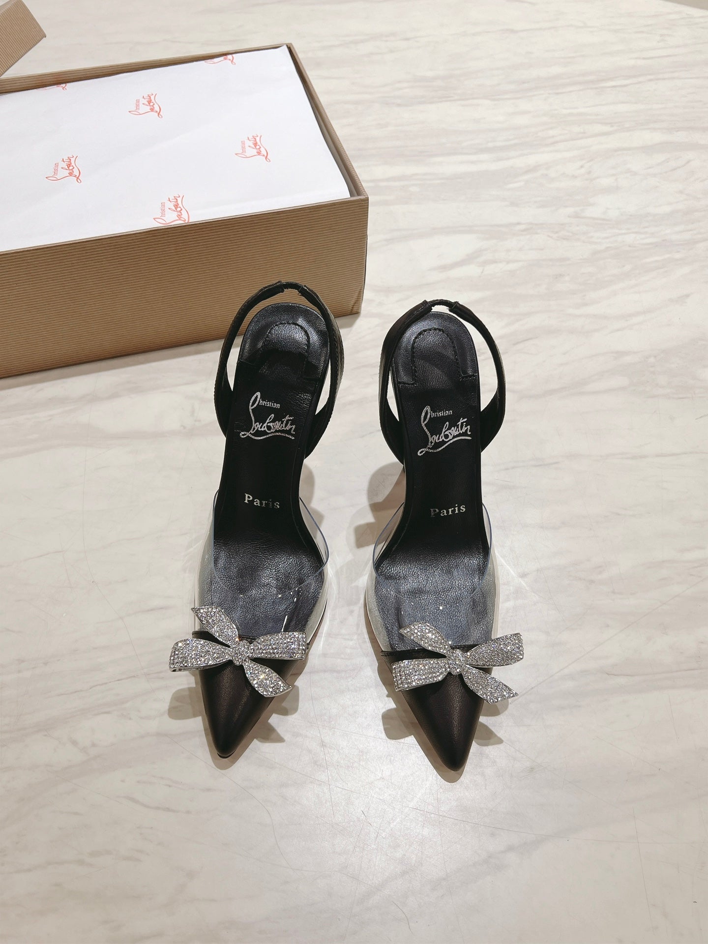 CL Astrinodo Leather And Pvc Pumps 100mm Black Leather 167647