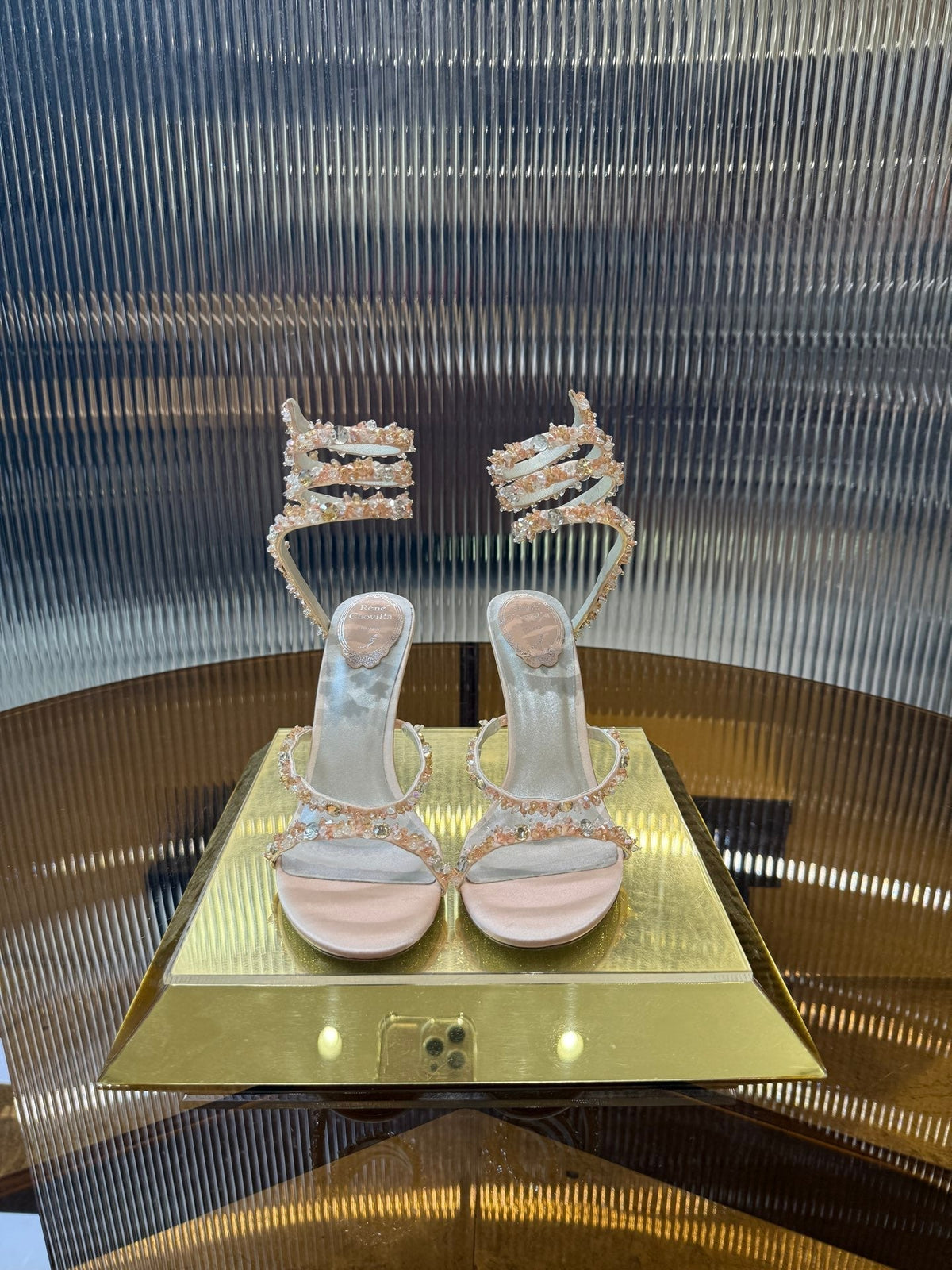 RC 25C Crystal Diamond Sandals Pink Sheepskin Rhinestone 275778