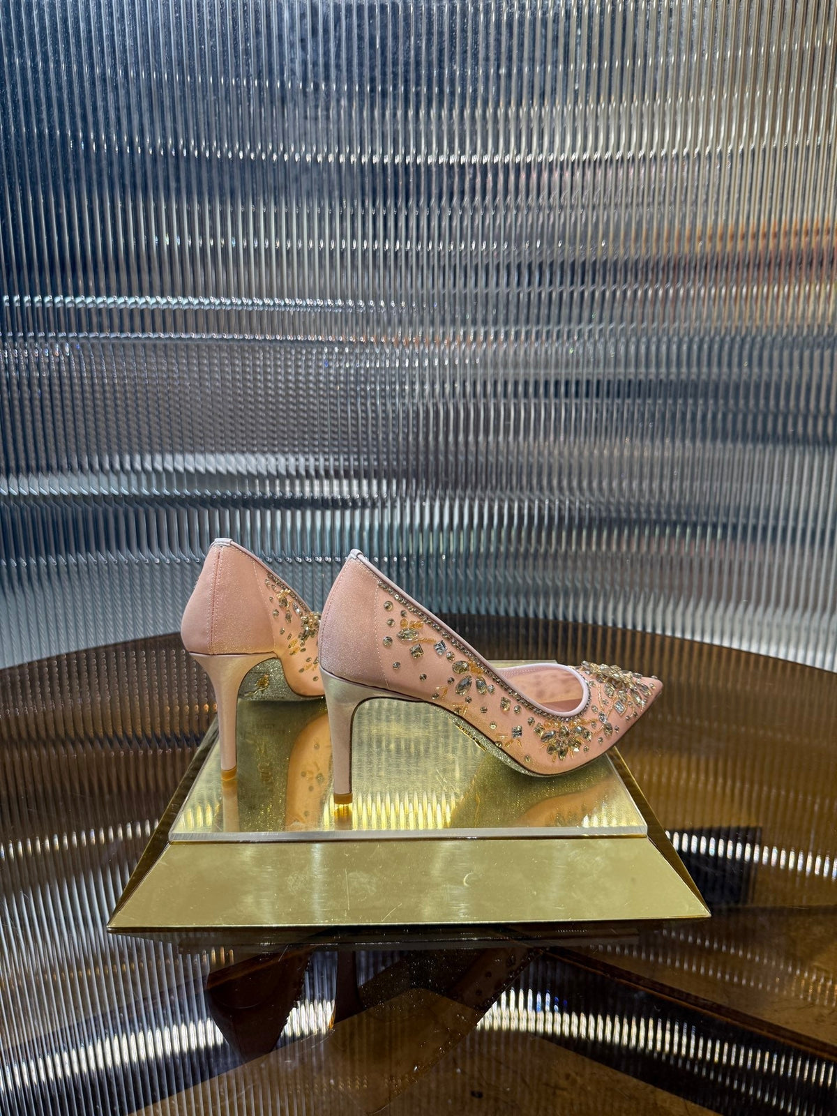 RC 25C Diamond High Heels Wedding Shoes Pink Sheepskin Rhinestone 275791