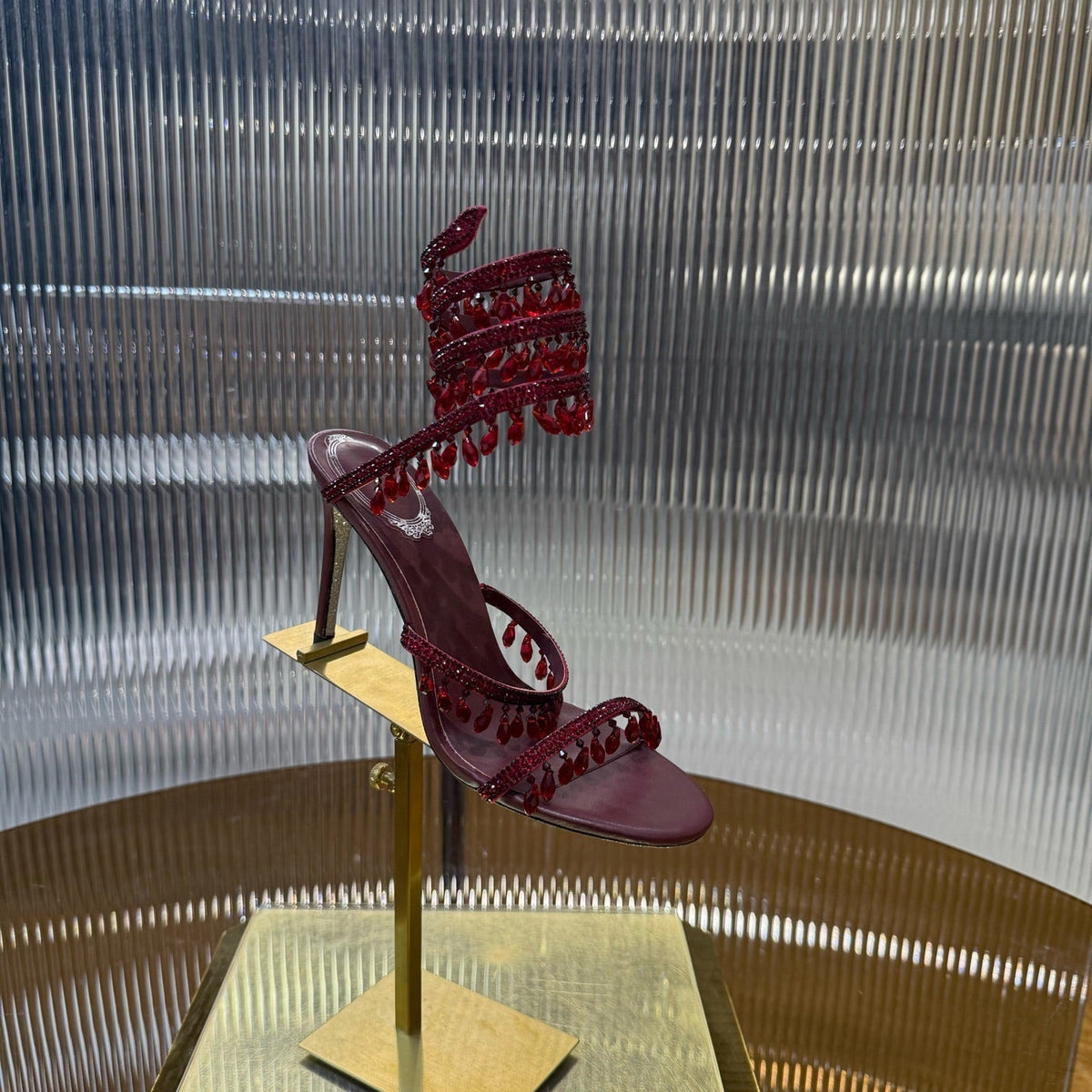 RC 25C Crystal Diamond Sandals Red Sheepskin 339493