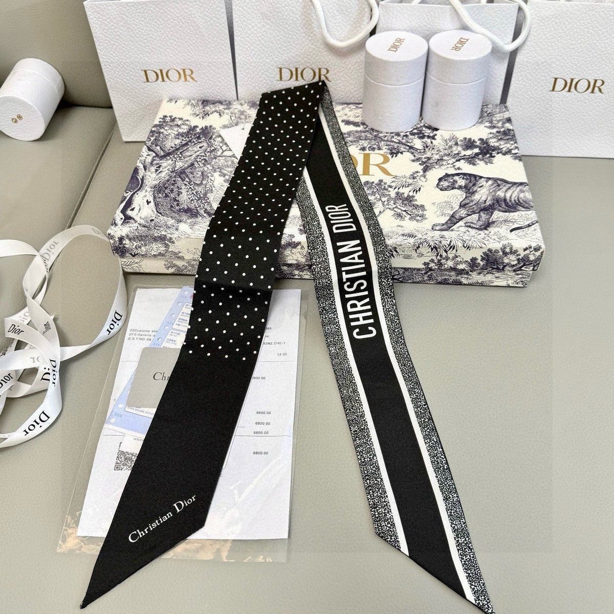 CD Twilly Mini Scarf 105cm Black Mulberry Silk 957049