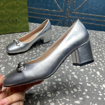 HIGH PUMP 55MM IN SILVER SHEEPSKIN