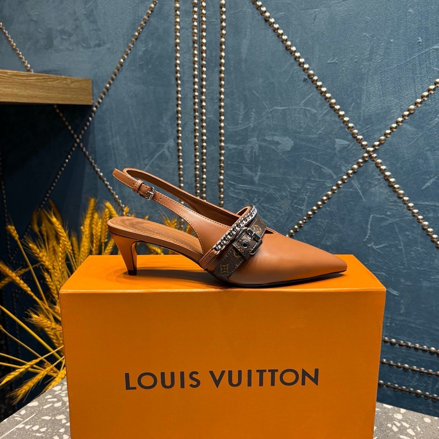 LV 26ss Slingback 45 Brown Cowhide 628431