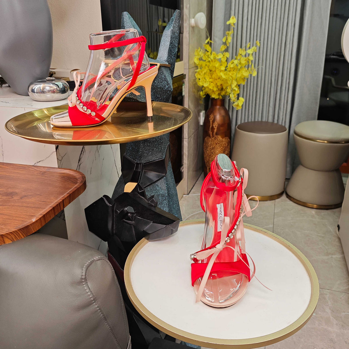 Jimmy 26s High Heeled Sandals 100 Light Pink Red Lambskin 596329