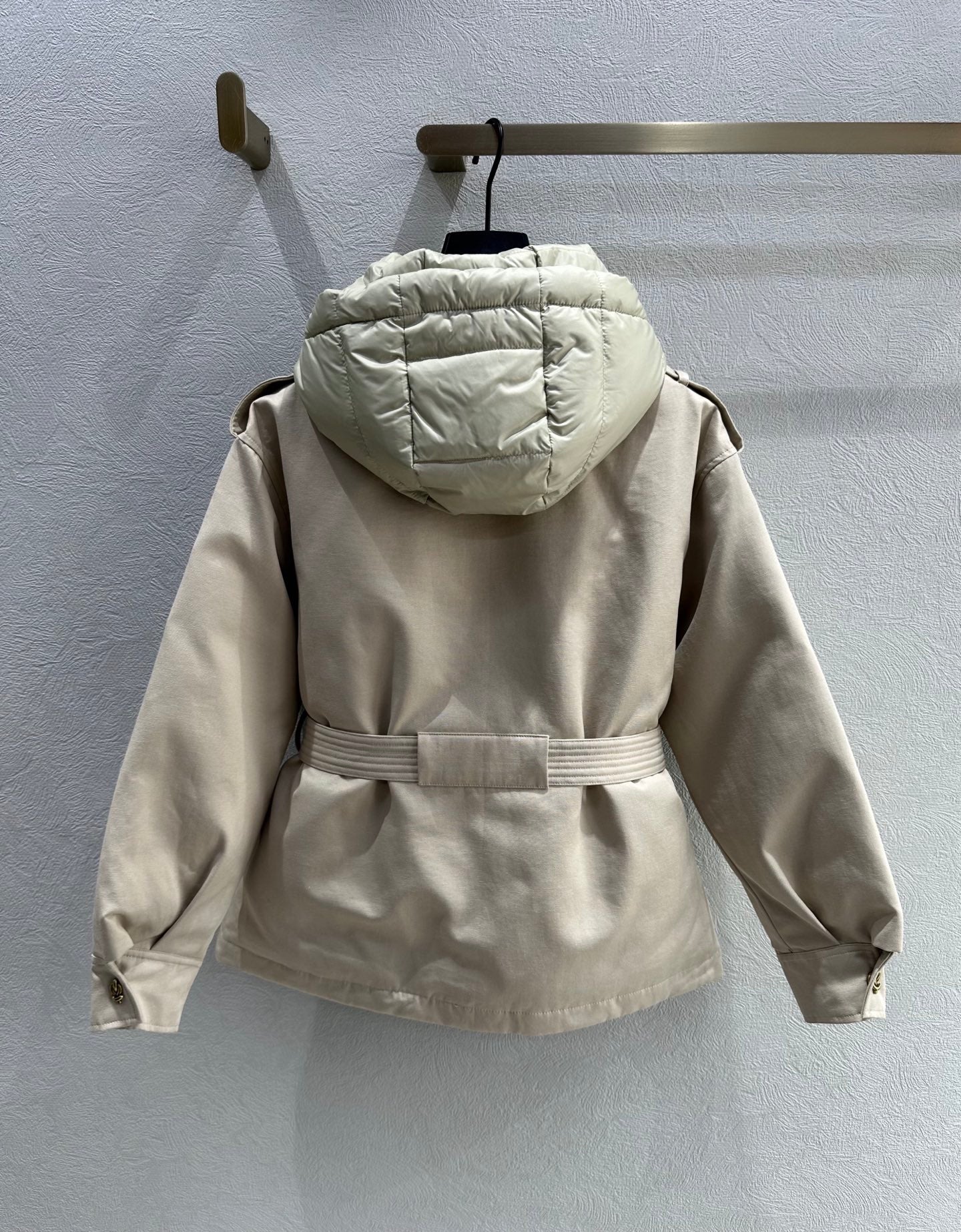 MC 2025 Essalois Hooded Down Field Jacket Cream Viscose Polyester