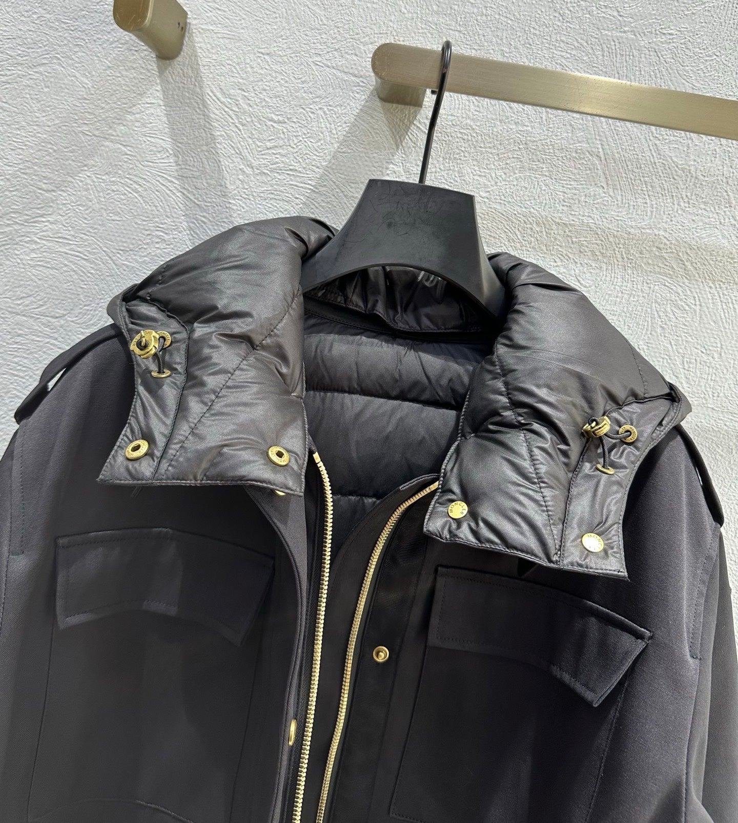 MC 2025 Essalois Hooded Down Field Jacket Black Viscose Polyester
