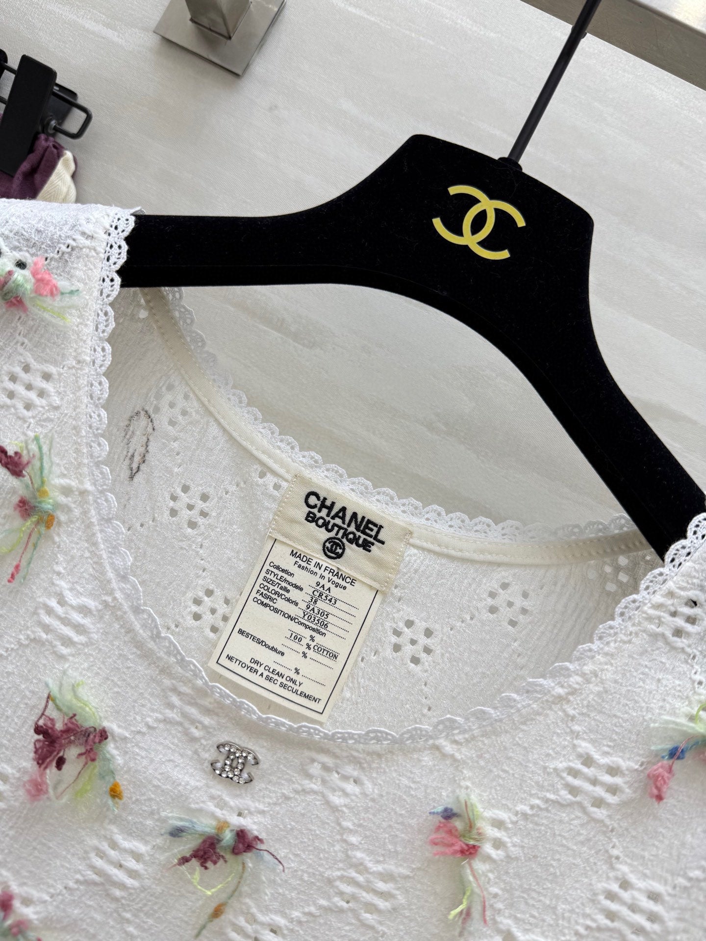 CC Hollow Lace T-shirt White Cotton
