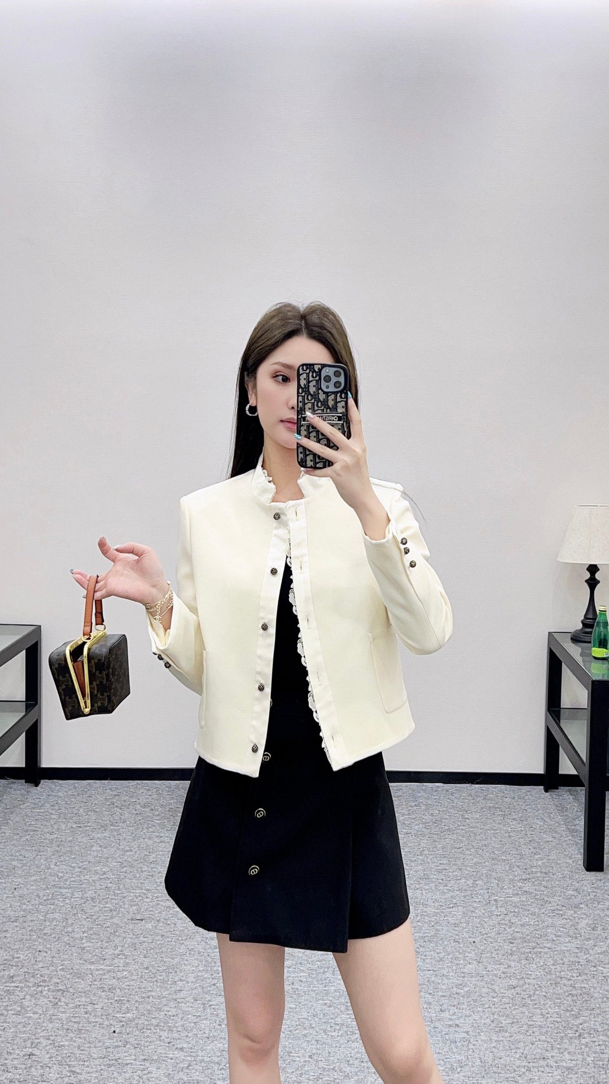 CD 25 Floral Embroidered Lapel Blazer Wool And Silk