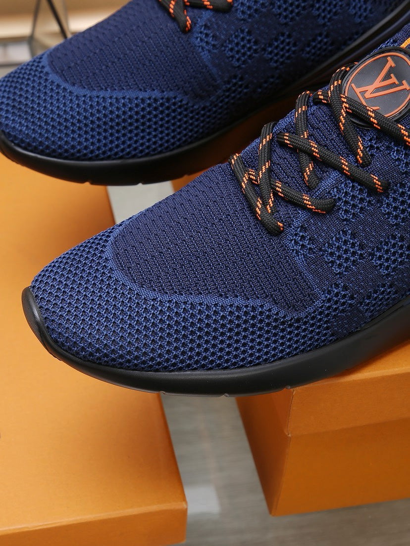 LV TRAINERS DAMIER NAVY BLUE MESH FABRIC