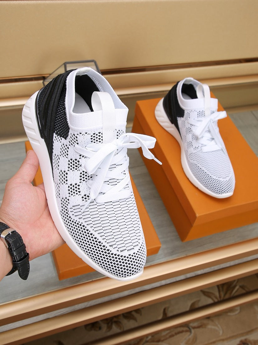 LV SNEAKERS IN WHITE MIX BLACK MESH FABRIC