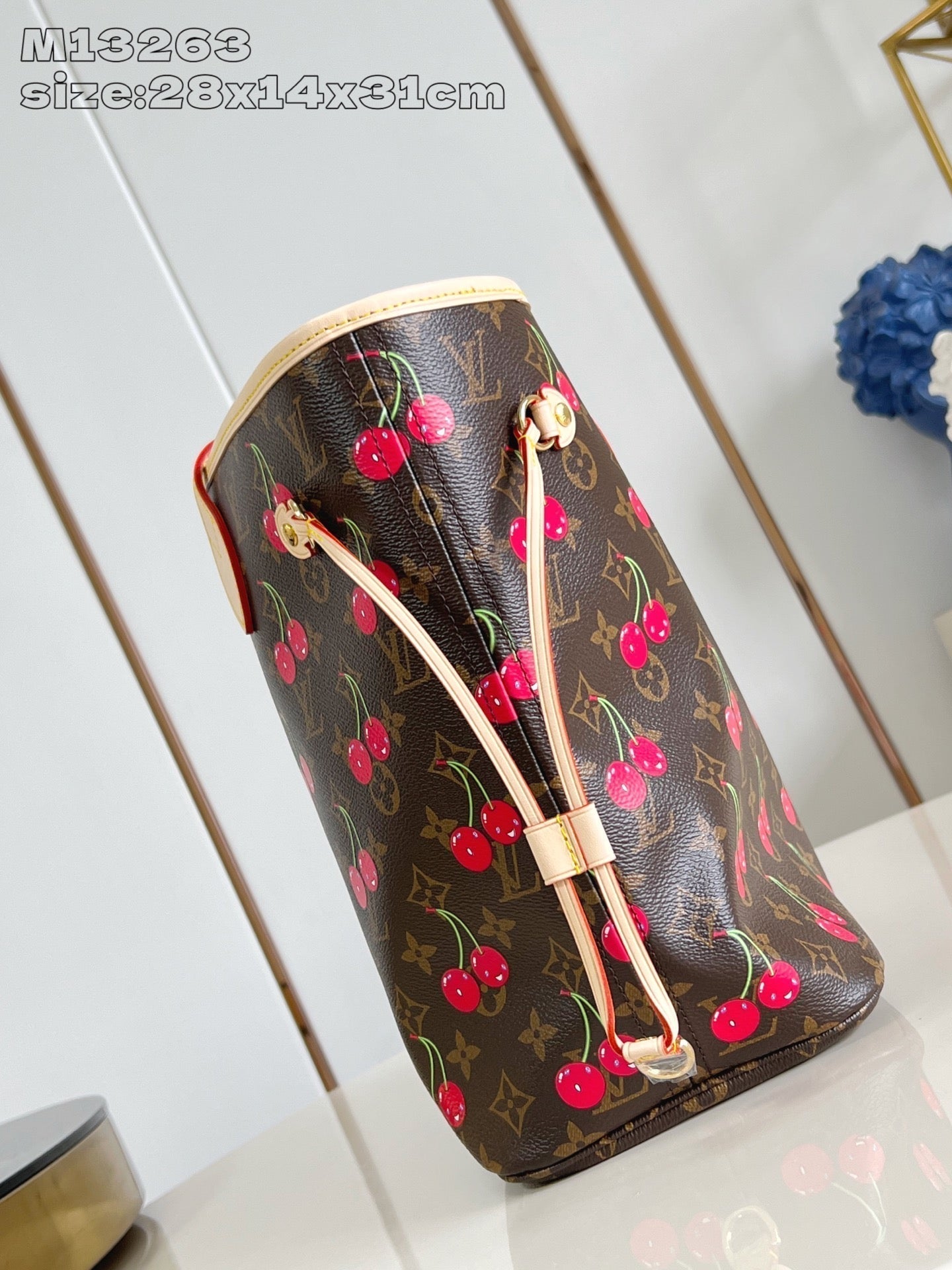 LV x TM Neverfull MM 31cm Brown Cherry Monogram Canvas