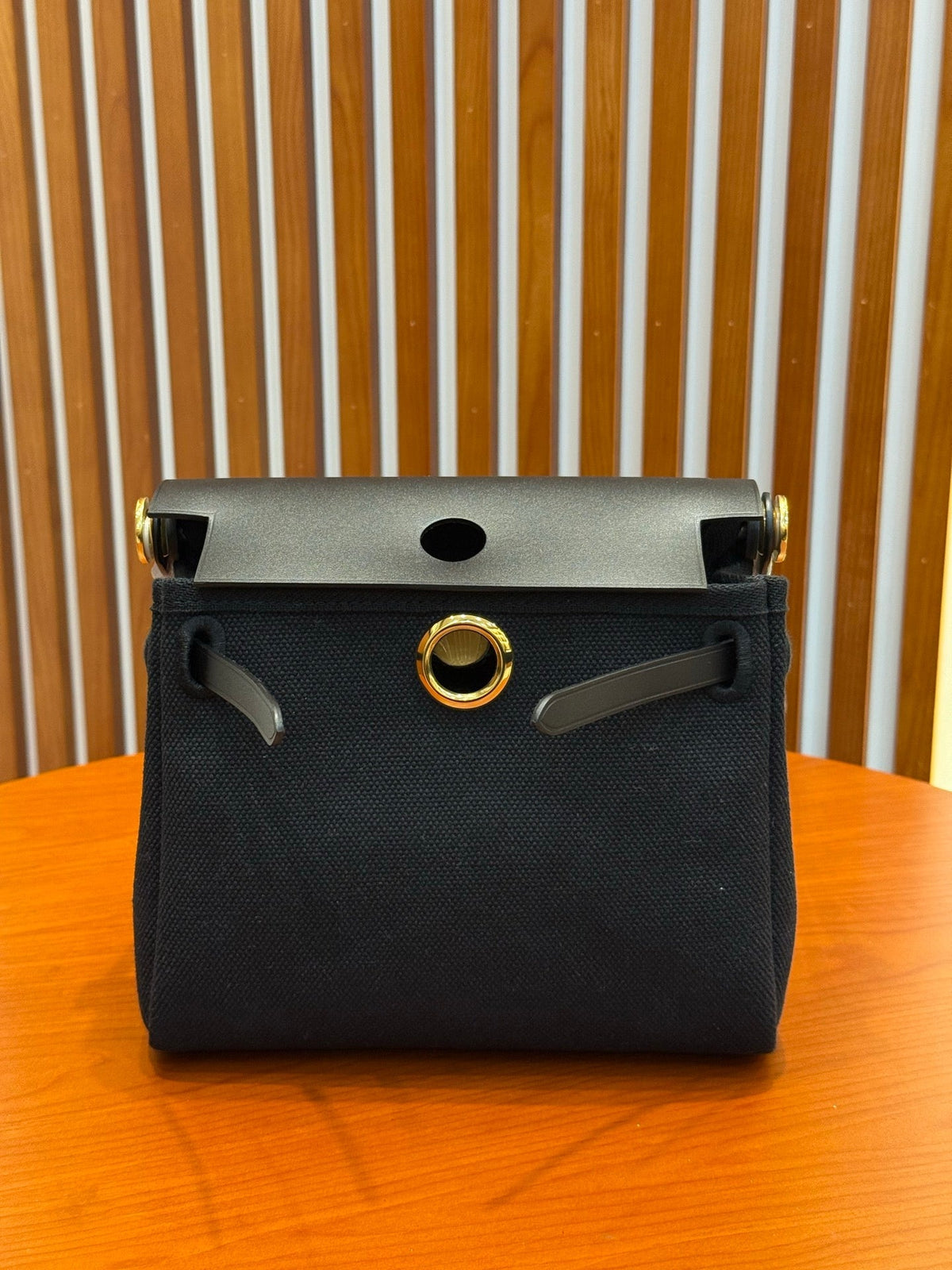 Hermes 2026 Herbag Zip 20cm Black Canvas Leather 284492