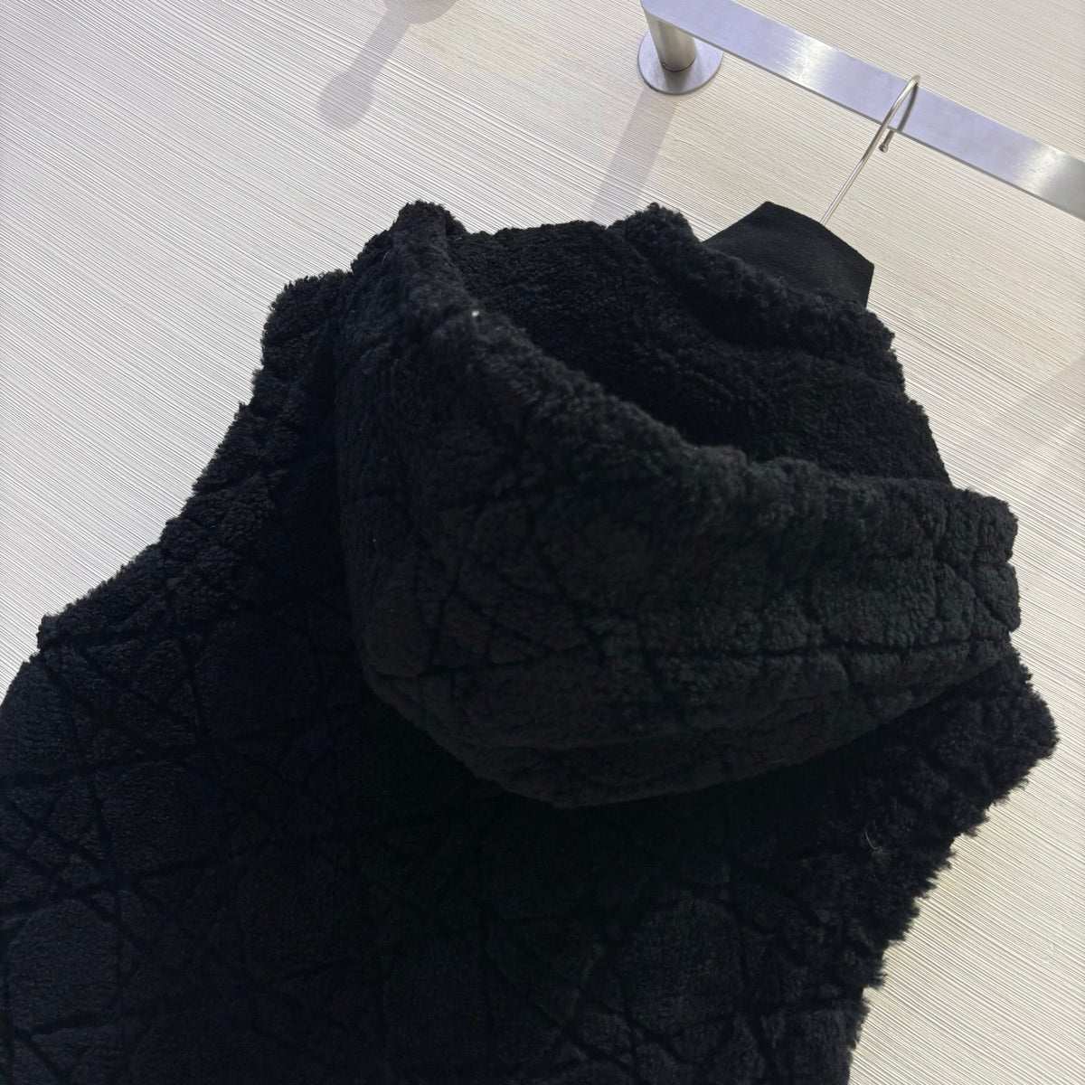 CD 25 Hooded Vest Leather And Fur Ivory White