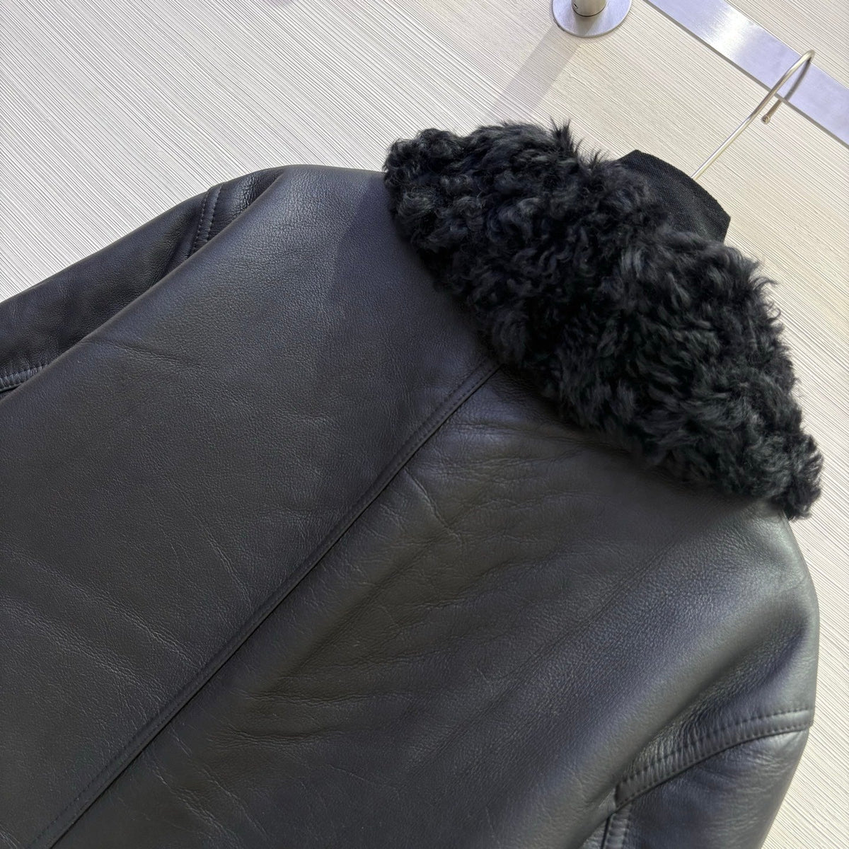 CD 25 Fur Leather Coat Black And Brown Earth