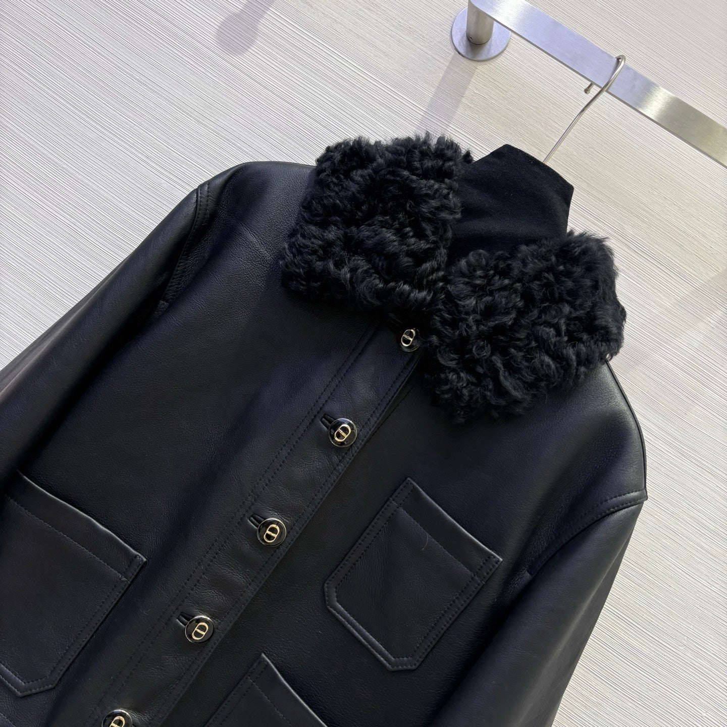 CD 25 Fur Leather Coat Black And Brown Earth
