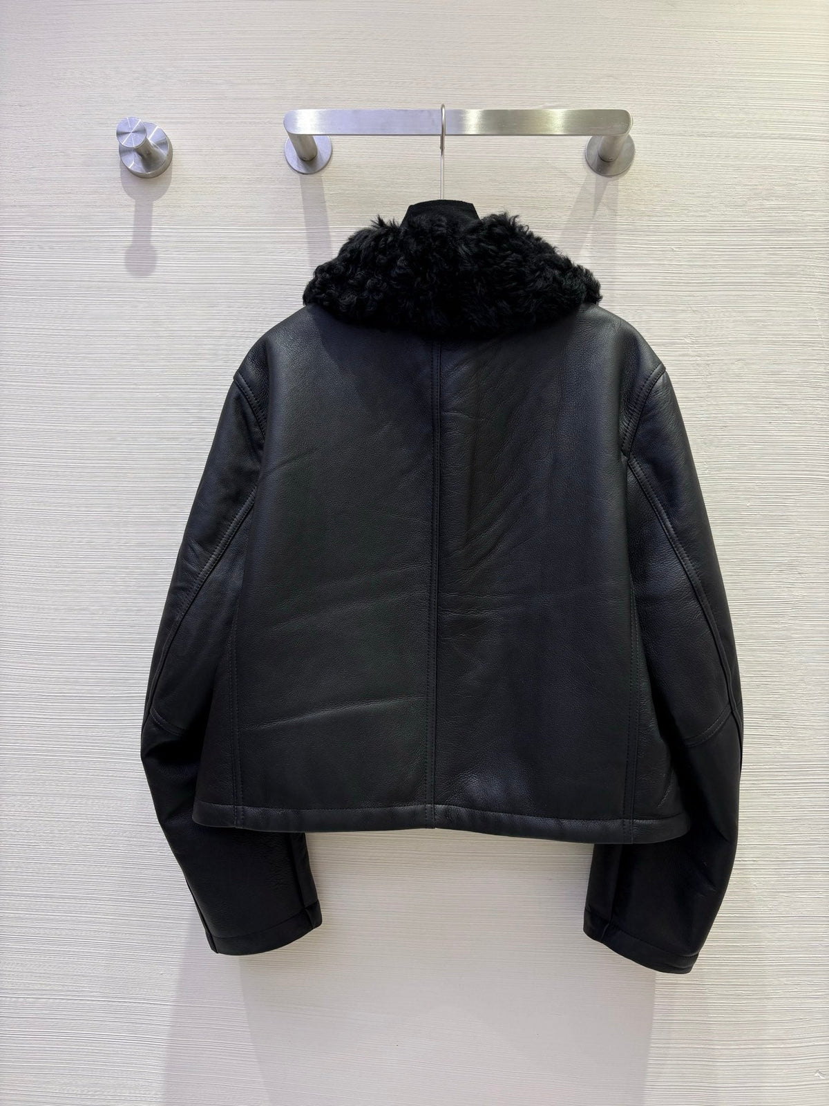 CD 25 Fur Leather Coat Black And Brown Earth
