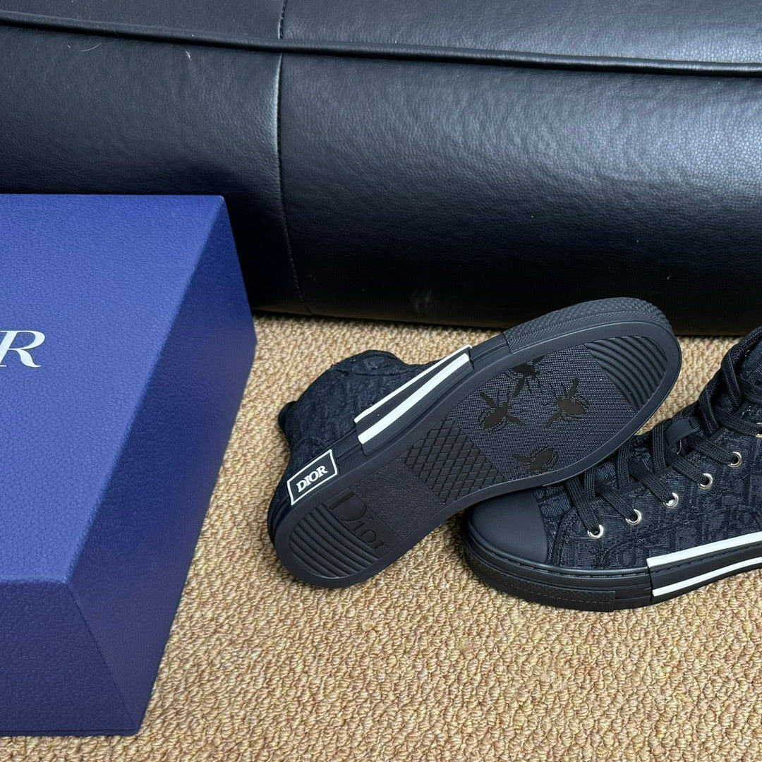 CD B23 High-Top Sneaker Black Oblique Jacquard Fabric