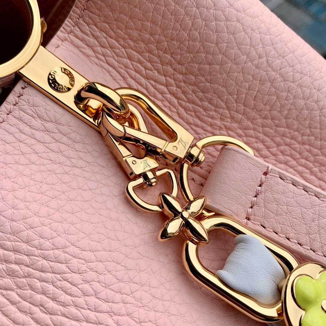 CAPUCINES MINI 21 PINK TAURILLON MOP GOLD HARDWARE