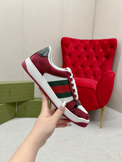 GG Sneaker Burgundy White Canvas