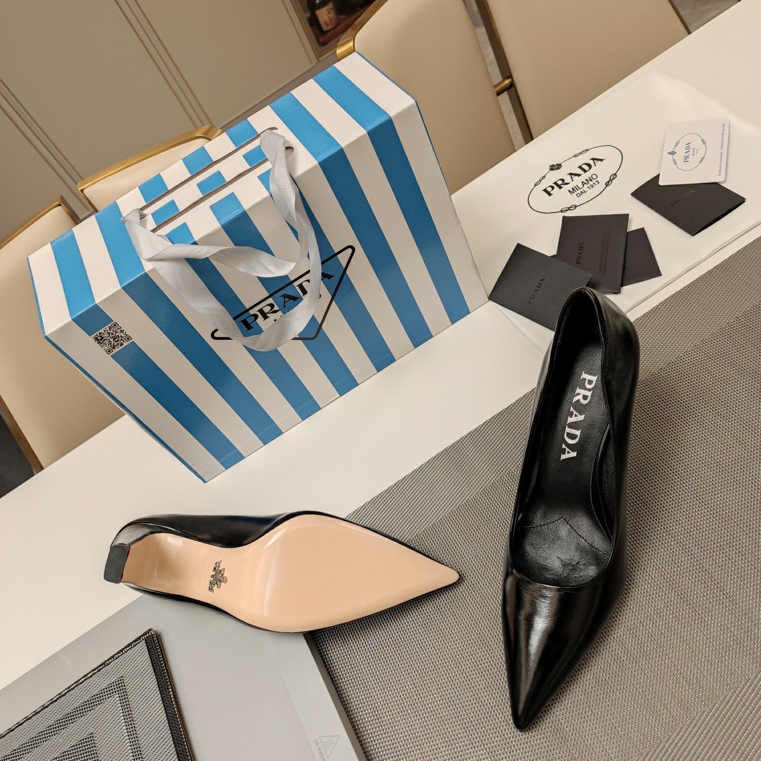 PRA BASIC HIGH HEELS BLACK WAXED OIL LEATHER