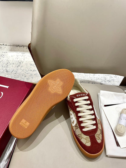 GG 26 Sneaker Dark Red Canvas Suede 632817