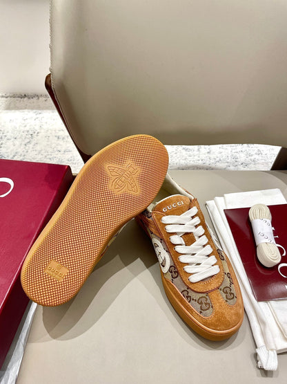 GG 26 Sneaker Camel Brown Canvas Suede 632820