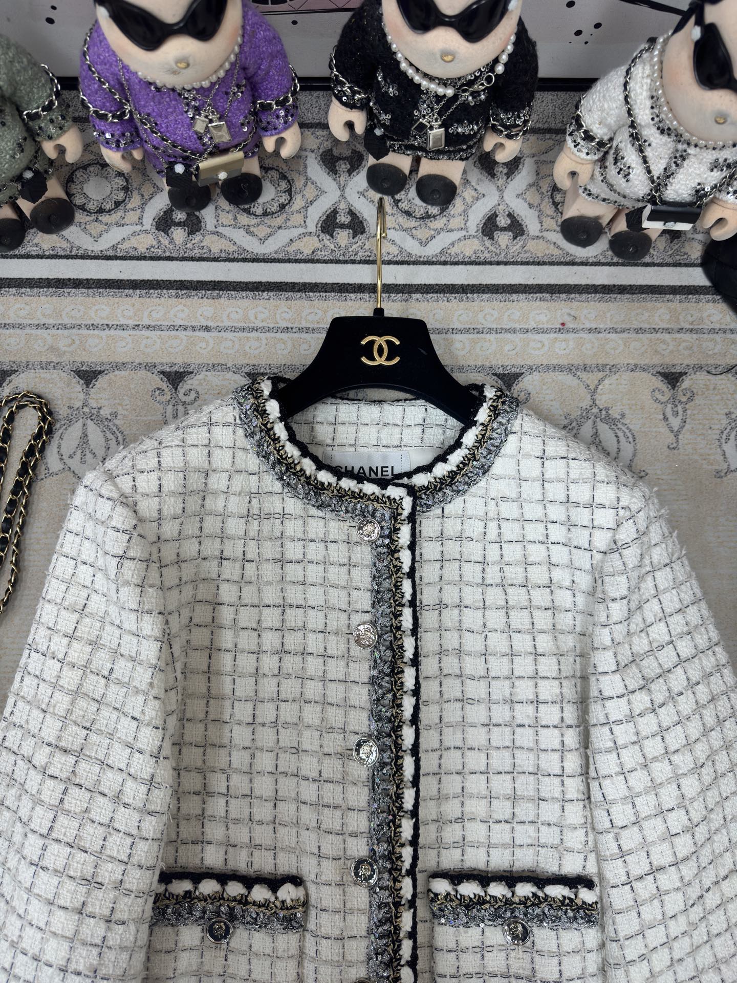 CC 25 Tweed Plaid Jacket White Cotton Polyester 251871