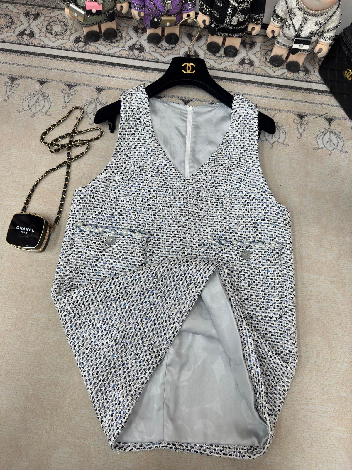 CC Tweed Vest Dress  Black Polyester Polyamide 251869