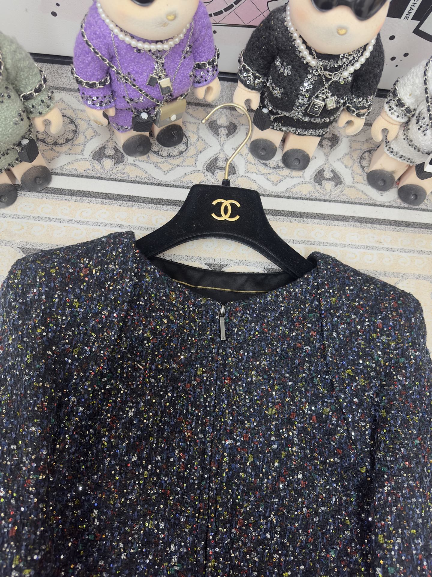 CC Tweed Short Sleeve Dress  Multicolor Polyester Polyamide 251864