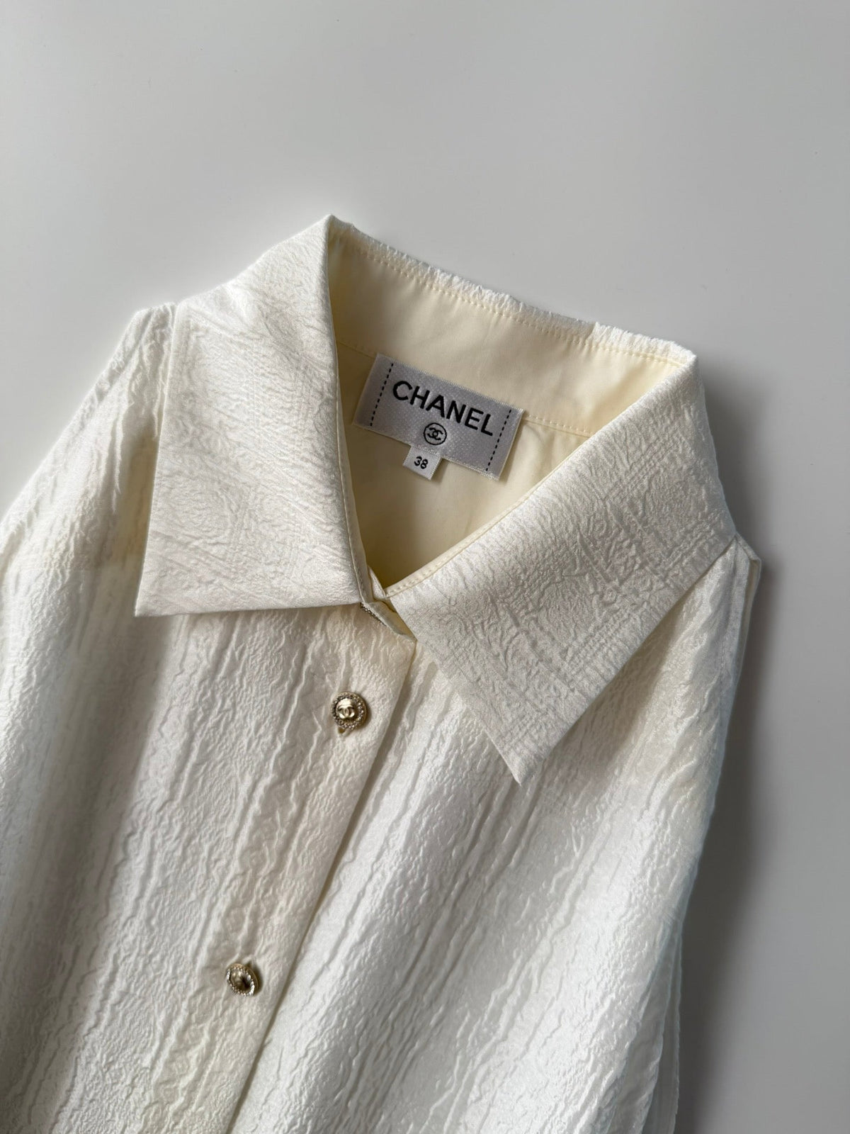 Chanel 2026 Long-sleeved Shirt White Silk Jacquard 357364