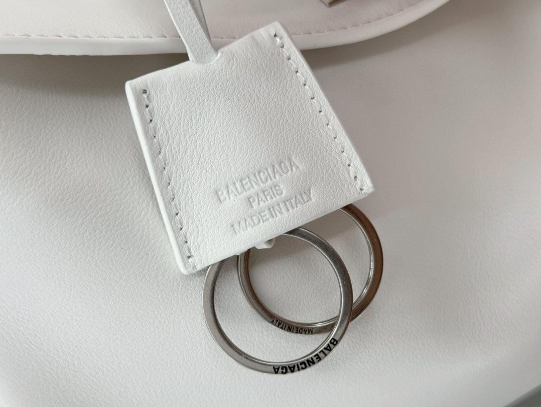Balenciaga Medium Bag 35 White Calfskin Sliver Hardware