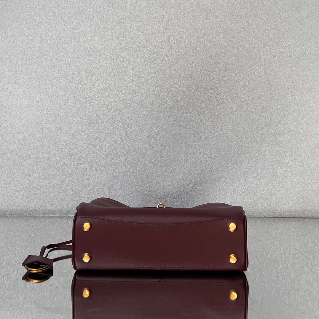 Balenciaga Small Bag 29 Burgyndy Calfskin Gold Hardware