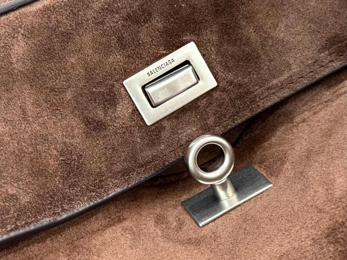 Balenciaga Large Small Bag 29 Coffee Brown Suede Sliver Hardware