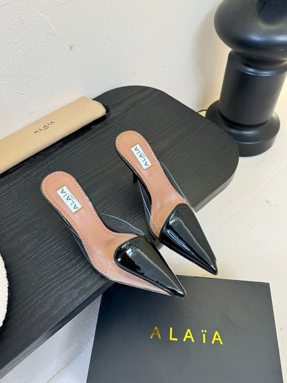 Alaia 25 Coeur Abstrait Mules Black Lambskin 297035