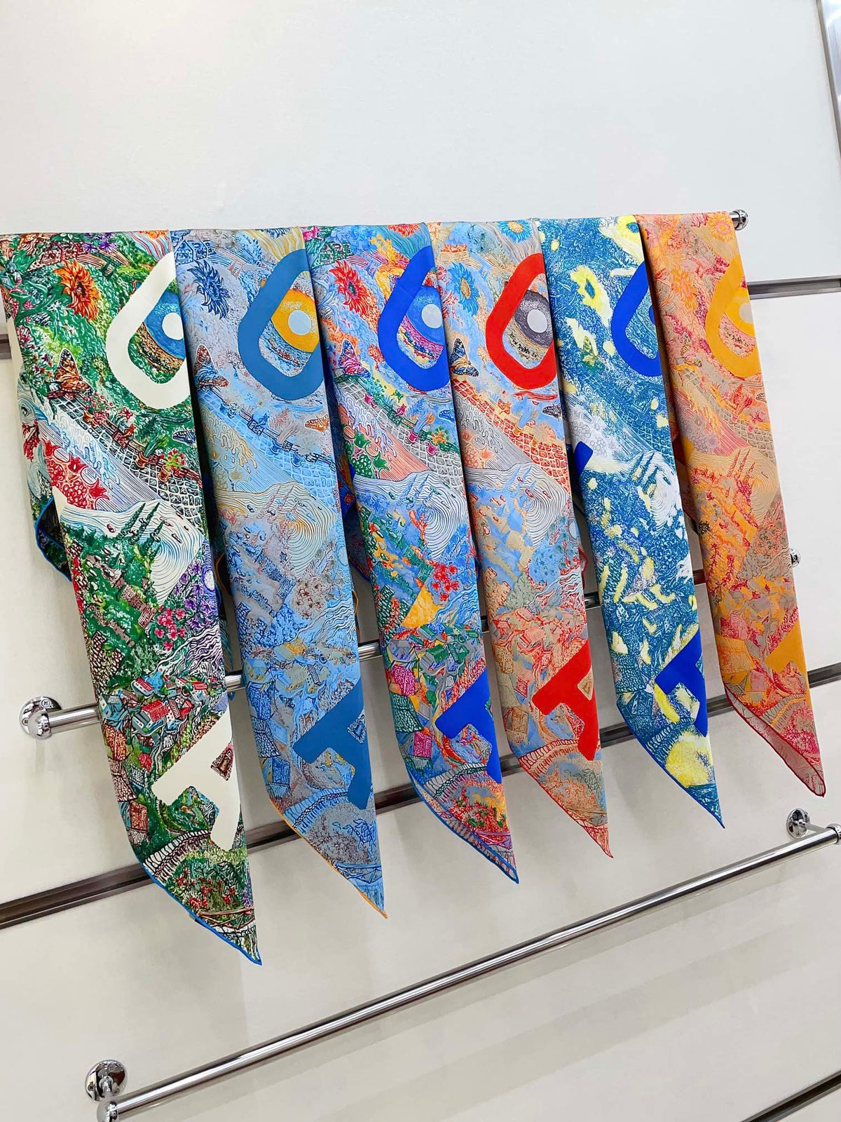 Eleftheria Scarf 90 CM In Colorful Silk Twill 193832